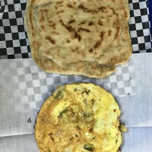 Crispy buttery Paratha and Omelet