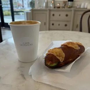 Latte and lox sandwich