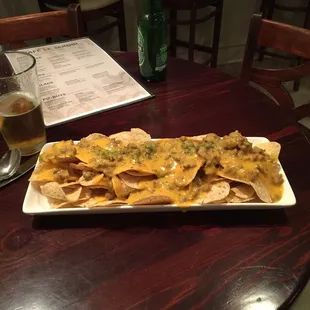 Beef and cheese nachos.