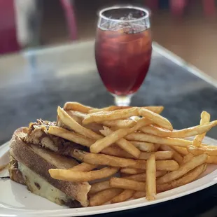 Lunch Menu: Grilled Cheese with grilled onions... and the infamous truffle fries.