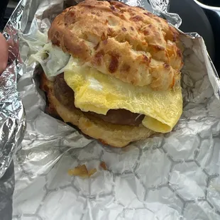Sausage Egg &amp; Cheese biscuit.