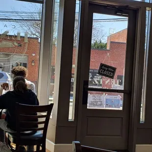 two women sitting at a table