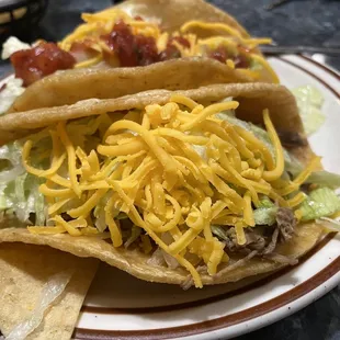 Shredded beef tacos, a la carte. Perfection!
