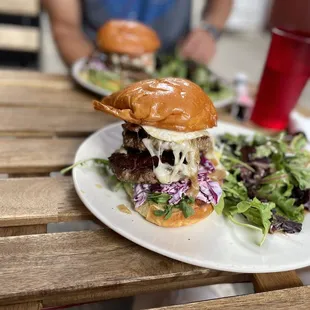 The burger--amazing! With an egg on top