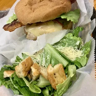 Grilled Chicken Sandwich with Side Caesar Salad