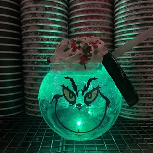 Cafe Lorraine Light Up Grinch Bowls! Your Favorite Redbull Or Lotus Sodas!