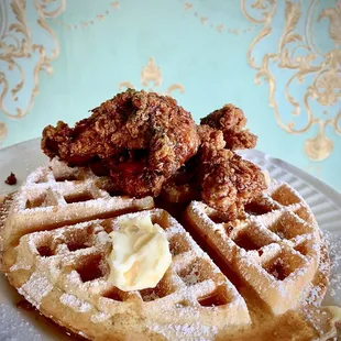 seasoned chicken &amp; waffles!