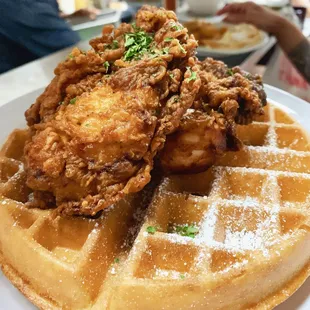 Chicken &amp; Waffles, served with butter &amp; syrup of course