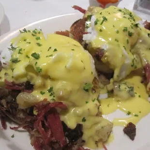 Homemade Corned Beef Hash Eggs Benedict