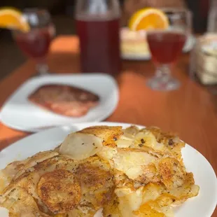 Side of potatoes and chicken apple sausage.