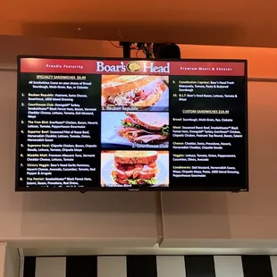 Sandwich menu