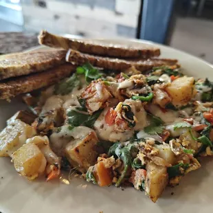 Vegetarian Breakfast Scramble w/Rye Toast