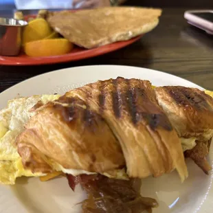 Breakfast sandwich on a croissant