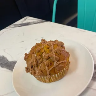 a muffin on a plate