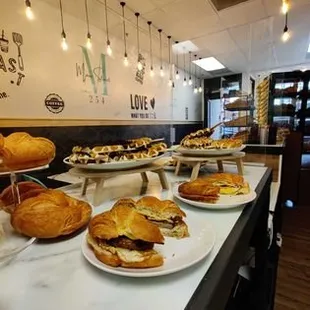 a variety of sandwiches and pastries