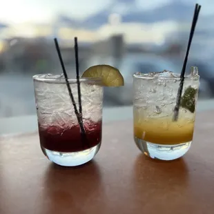 Blueberry &amp; Gin Cocktail and Mango Basil Mocktail