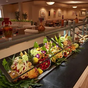 a display of fresh fruit and vegetables
