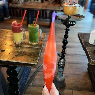 Hookah on Orange Head (~$18) with Iced Hose (~$3)