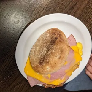 Ham, cheese and egg muffin
