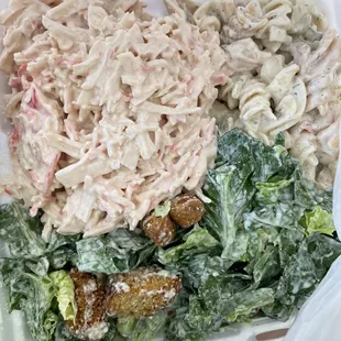 Seafood, pasta, and Caesar