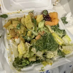 Salad trio- Caesar, fruit, and potato