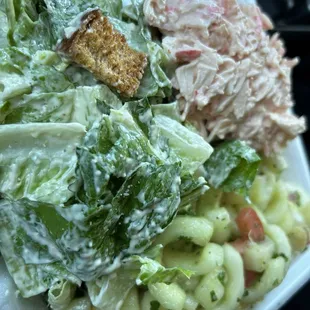 Trio salad   Caesar salad + seafood salad + cucumber salad