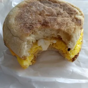 Egg &amp; cheese on a toasted English muffin