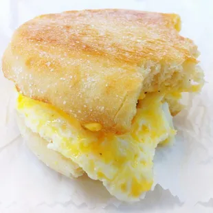 English muffin, egg and cheese breakfast sandwich