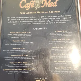 menu