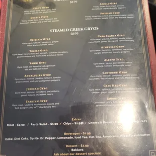 menu