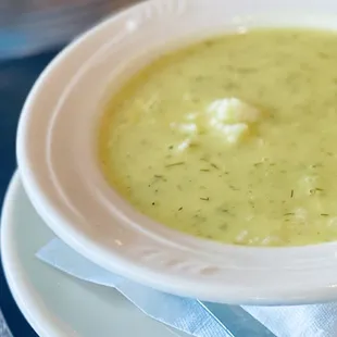 Avgolemono, lemon rice soup.