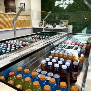 Bottled drink options include Gatorade, orange juice, tea, water, and more!