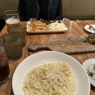 Steak meal and Fettuccine side