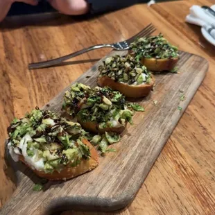 Crostini with Brussels sprouts