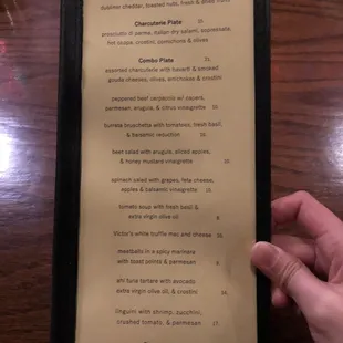 Small plates menu