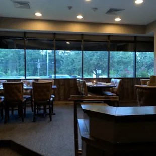 tables and chairs in a restaurant