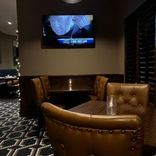 a television in a restaurant