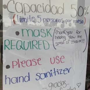a sign in a window