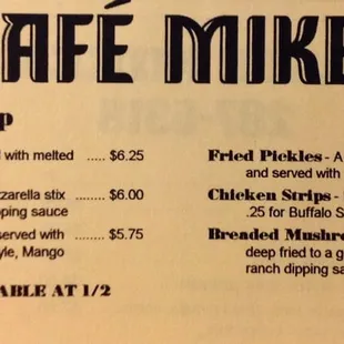 a menu for a coffee shop