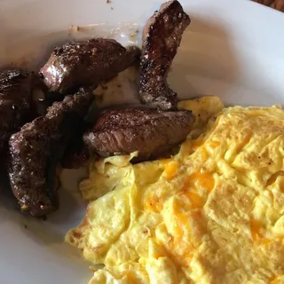 Steak Tips and Eggs
