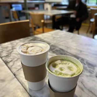 Latte and matcha
