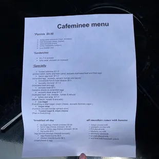 menu