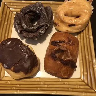 Chocolate dip, honey dip, chocolate croissant, Boston cream ($5.60, November 2018)