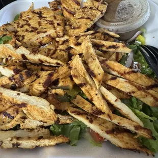Greek salad with grilled chicken
