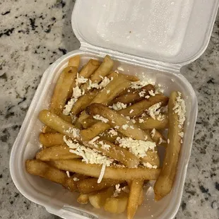 Bare, old, soggy &quot;Greek fries.&quot;