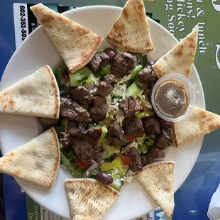 17. Greek Salad W/Lamb Kabob...perfection!