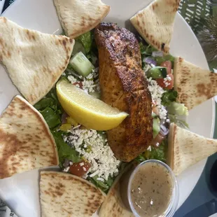 Greek salad with Salmon