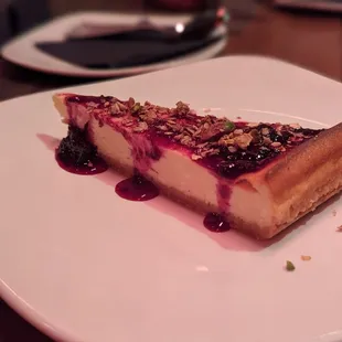 a piece of cheesecake on a plate