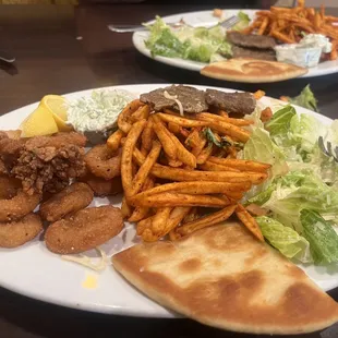 Crispy Calamari, Mediterranean Fries, Caesar Side Salad
