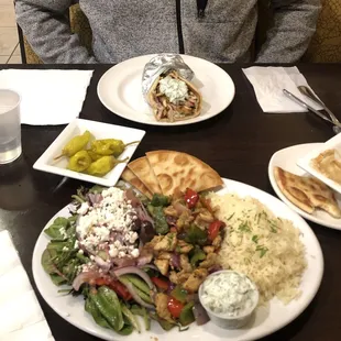 Chicken Souvlaki Plate,  Chicken Wrap both very good. Big portion .